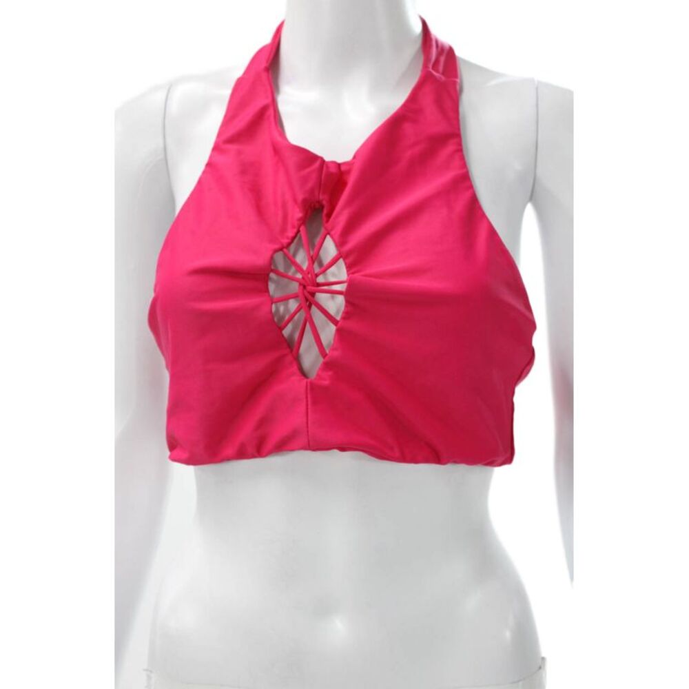 Cami And Jax Women Bikini Top Pink Beach Solid Size XL